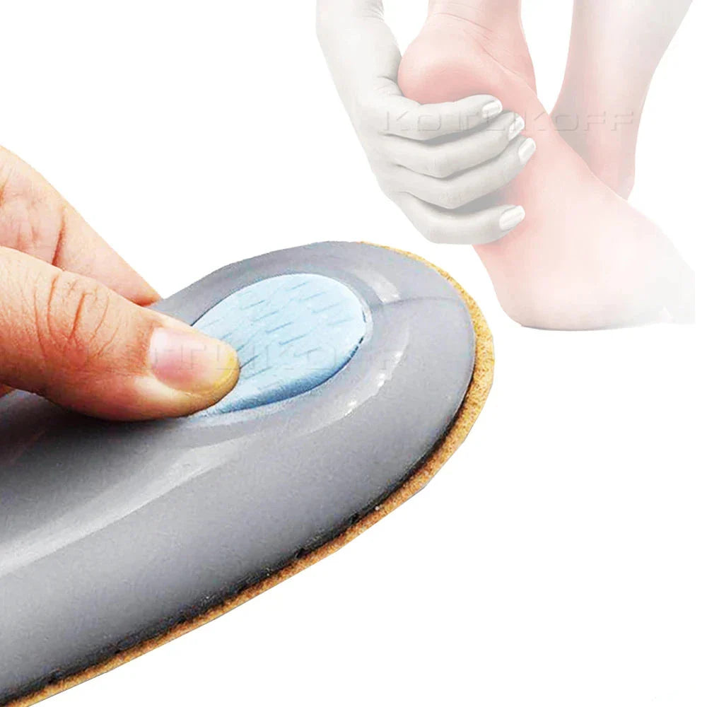 Semelles intérieures orthopédiques unisexes en cuir pour pieds plats