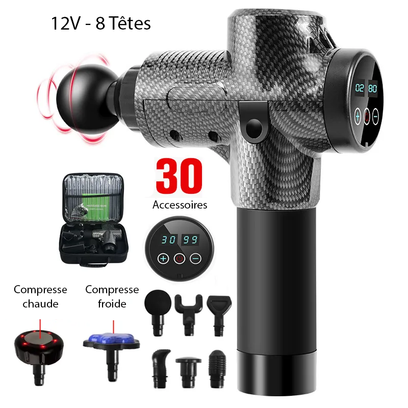 Pistolet de massage professionnel 8 têtes
