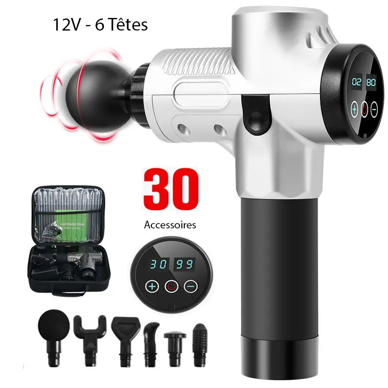 Pistolet de massage professionnel 6 têtes