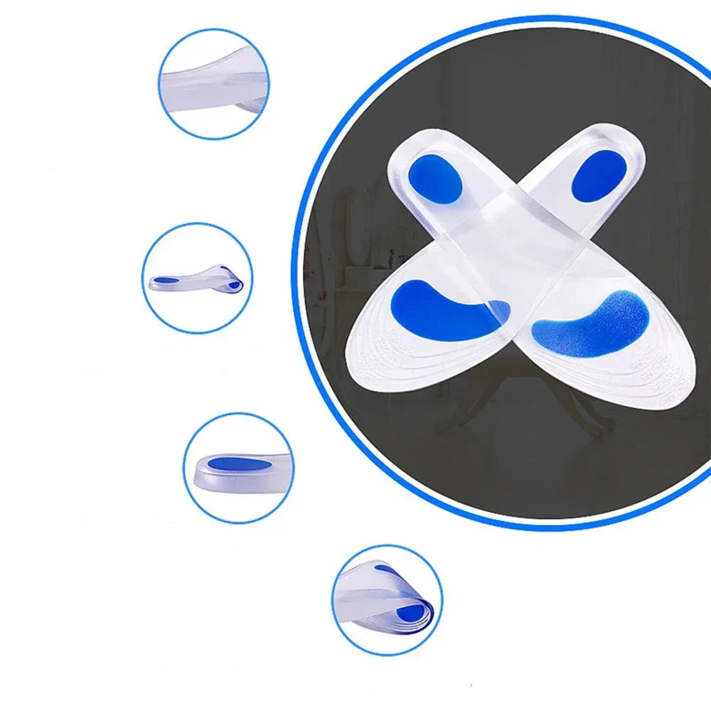 Semelles orthopédiques unisexes en gel pour pieds plats