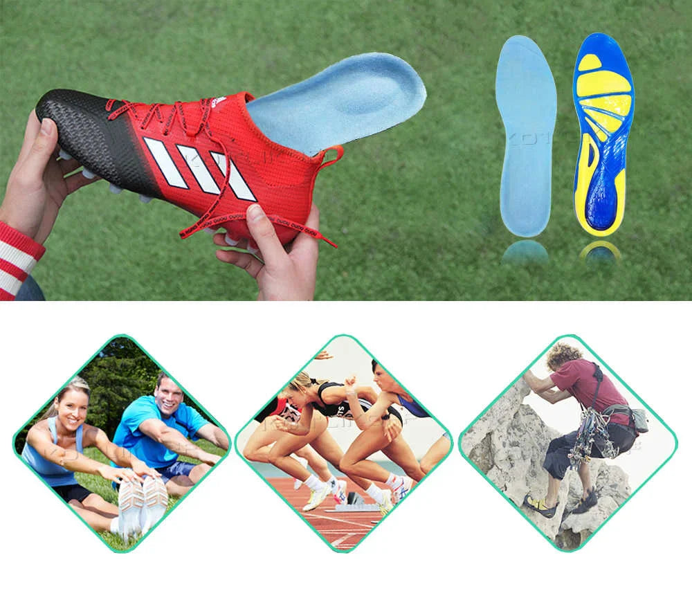 Semelles orthopédiques unisexes en gel silicone pour sportifs